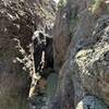 looking up into the box canyon from midway up the hike-a-bike section.