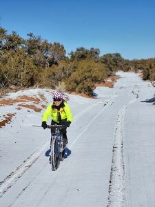Mo Obrien riding to panorama point in january