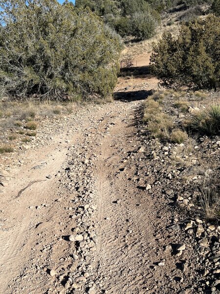 View of the trail with some of the ascent on OHV 09202Y