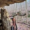 Boot Bridge trail runs beneath several overhanging rock features.