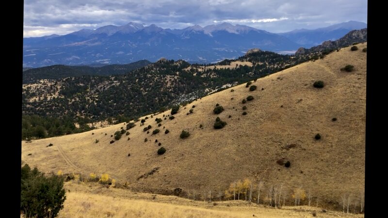 Looking west to the distant Sawatch.