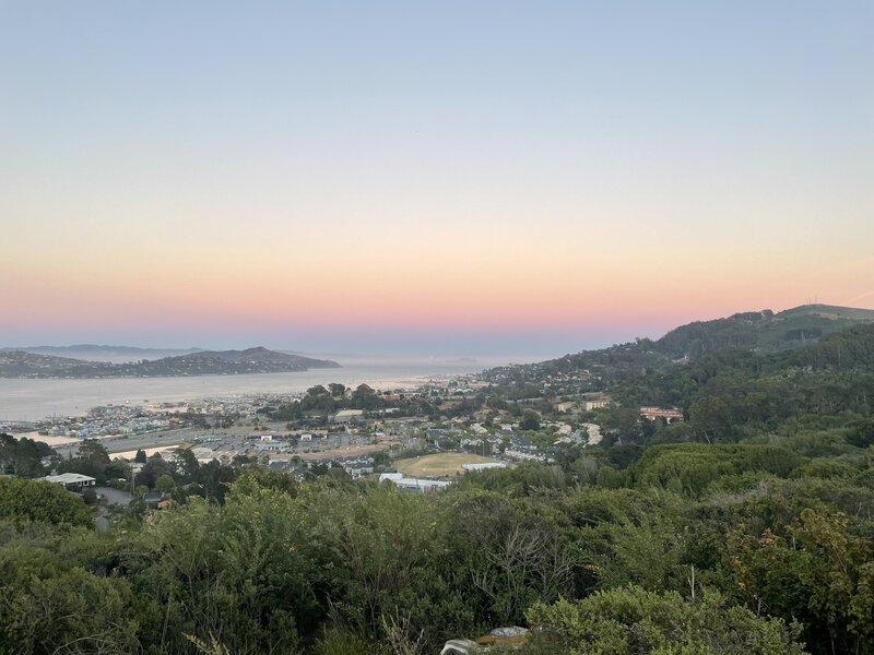 Looking over Sausalito to the Bay Bridge at Sunset.