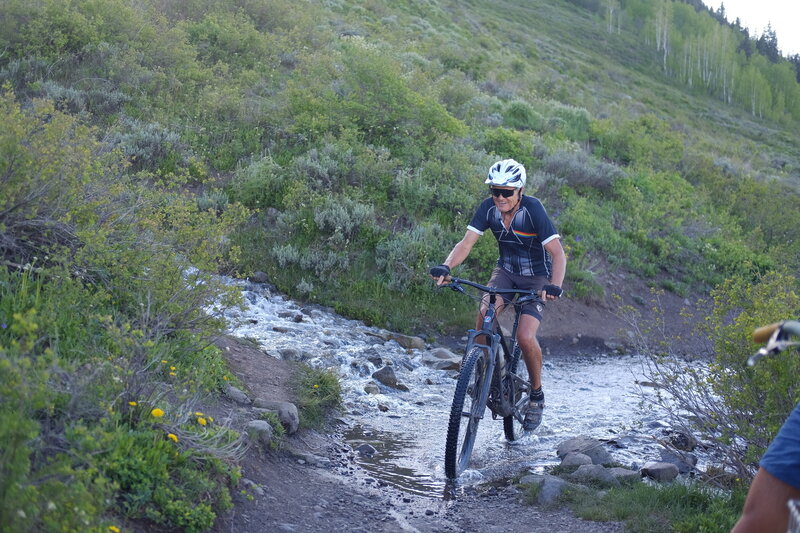 Great pic of a rider who passed us going through the mountain stream.