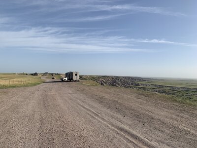 Trail goes along the ridge of the Badlands, which also doubles as a campground. You'll probably see and meet many campers.