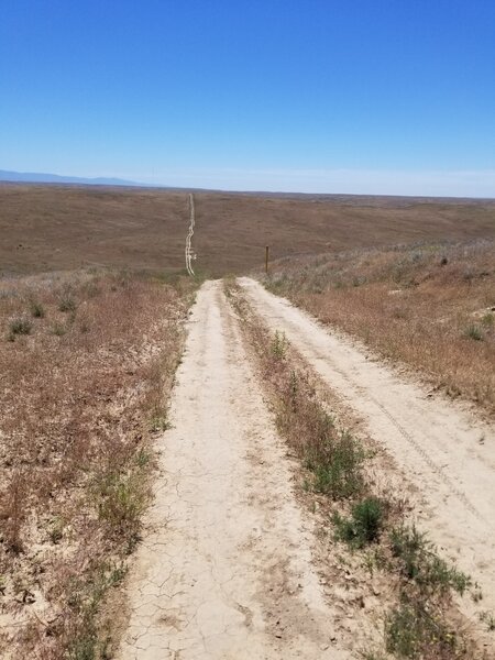 Steep gas line access road.....not part of the loop but it is fun. Can not see the bottom of the trail from this view.