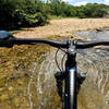 Connecting from Lone Wolf Trail to Grotpeter Trail with a quick pass through the shallow water of Kiefer Creek.