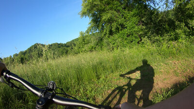 Exiting the field, there is a right-handed switchback.