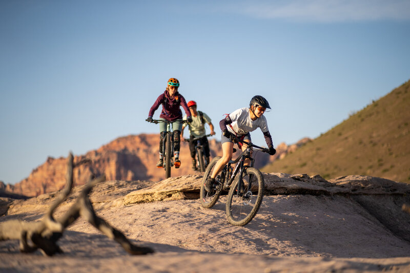 Sarah leading the way, Guided trips mountain bike trips @ https://www.wildmesamtb.com/.