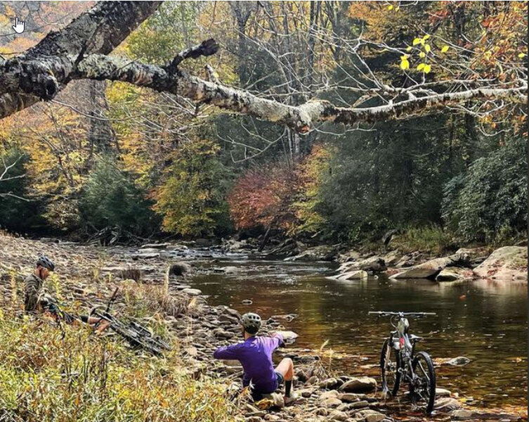 Kennison Mtn trail end at the crossing.  Photo by Mike Boyes.