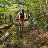 Cruising through the moss and rock on the Barton's Lake Trail!