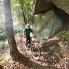 Passing by some big rocks on the Barton's Lake Trail!