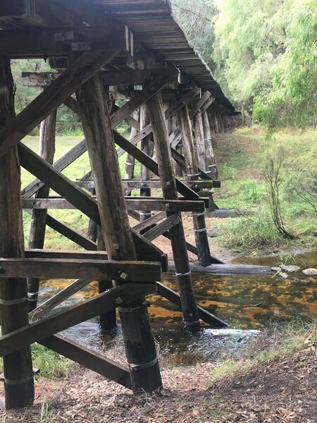 Historic timber bridge over the Warren River.