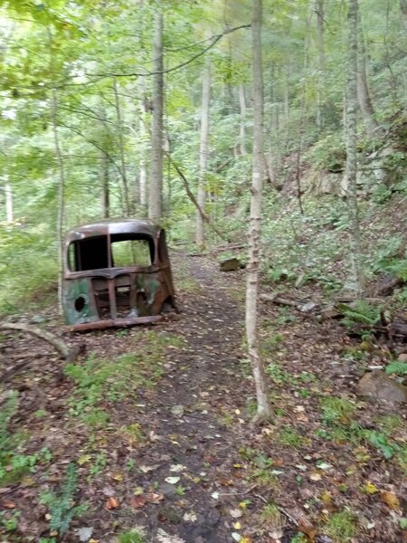 Front view of old van on Wildflower trail.