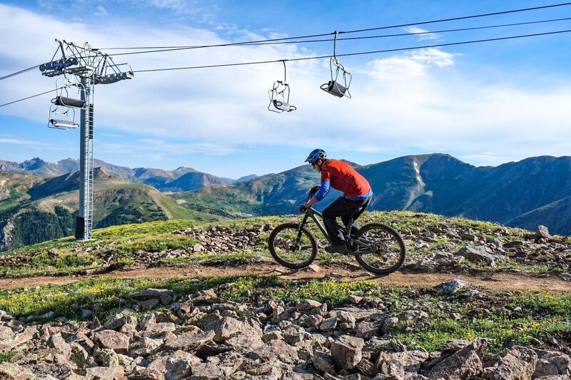 The Beavers Loop starts at the top terminal of The Beavers Lift. Rider is Joey Klein of IMBA Trail Solutions. He designed the trail and led its construction.