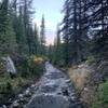 Riding on old railroad path right after starting on Alpine Tunnel trail.