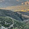 Morning light, looking down on the first mile of the Chumash Trail coming up from Simi Valley.