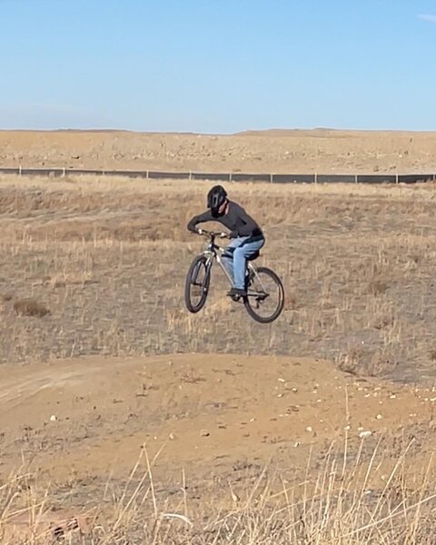 Jumping my 2001 Gary Fisher Mt. Tam Hardtail on Black Line at Erie SingleTrack in Erie, Colorado