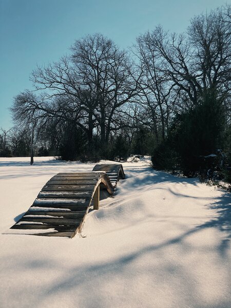 Skill features in snow at Lubell Park Trails