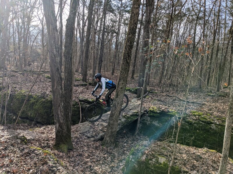 Many rock bridges in this trail network.