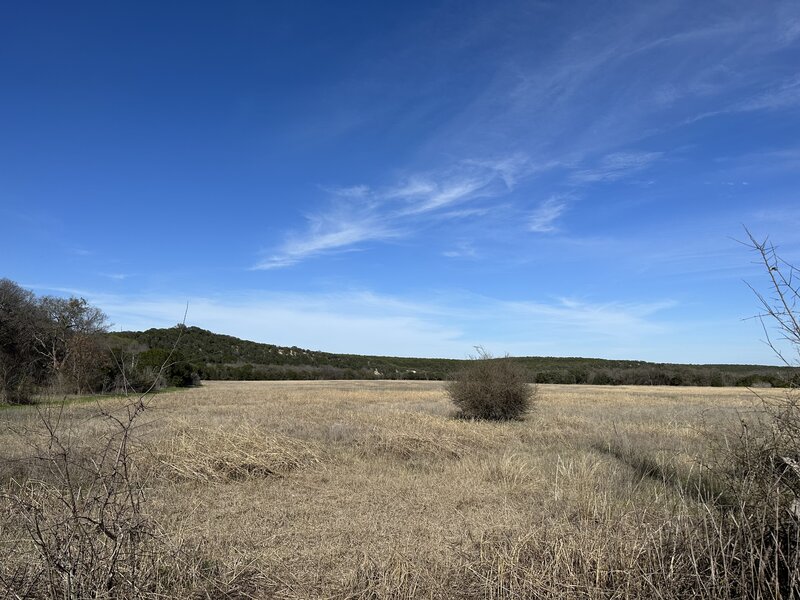 Looking from the valley floor up to the hilltop.