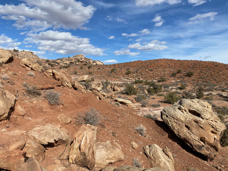 Just below the upper slickrock section.