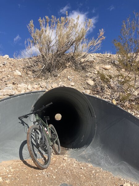 Tight squeeze under the road.