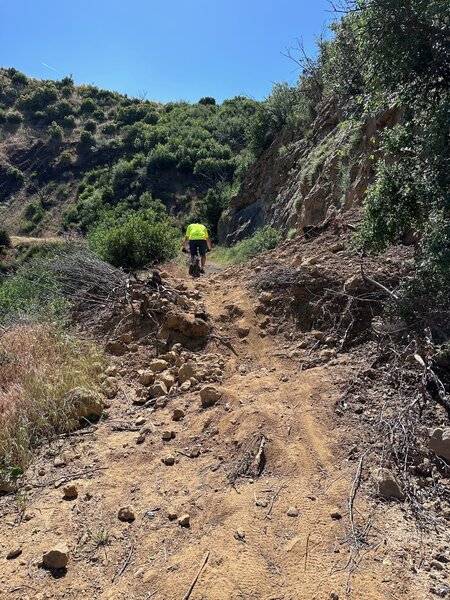 Lots of debris/slides on the fire road up.