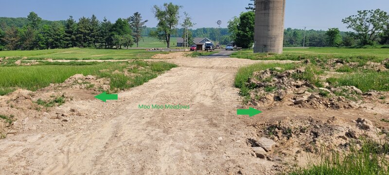 Construction of new multipurpose trails has obscured the entrance to Moo Moo Meadows.