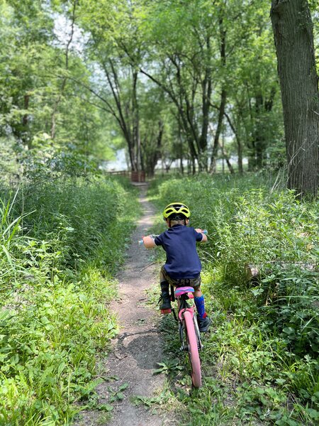 My son about to finish the trail.