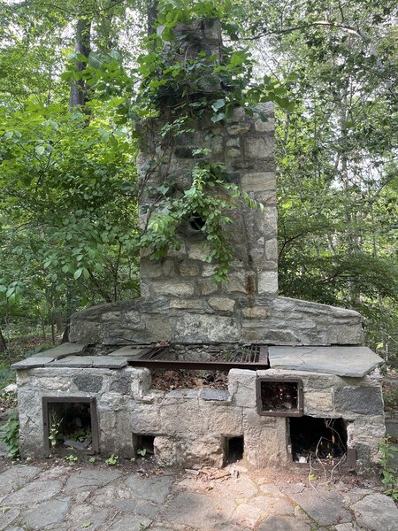 Landmark old fireplace on high point of Fisherman's Loop.