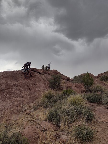 Alternate line through a rock feature. Main tread line is through the chute to the right.