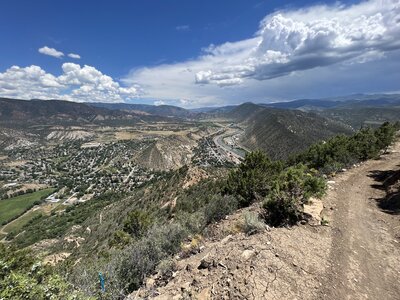 View from the trail, towards the east, with New Castle and Colorado River down below.
