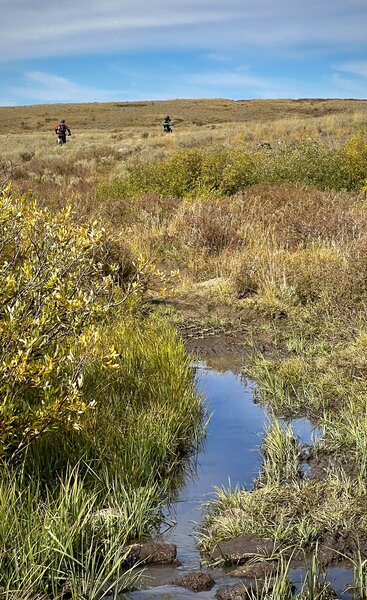 Crossing one of several muddy areas.