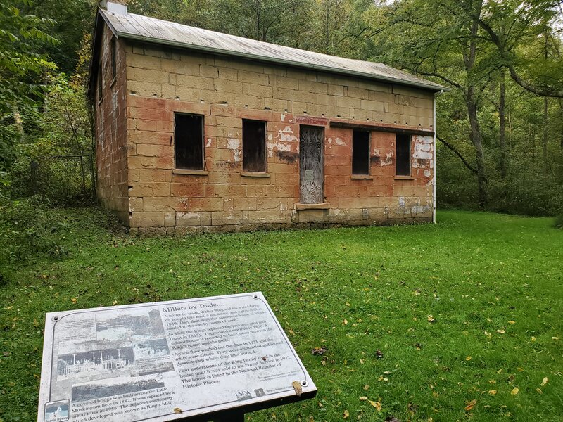 A mid-1800's sandstone house located along the trail at the historic site of Ring Mill.