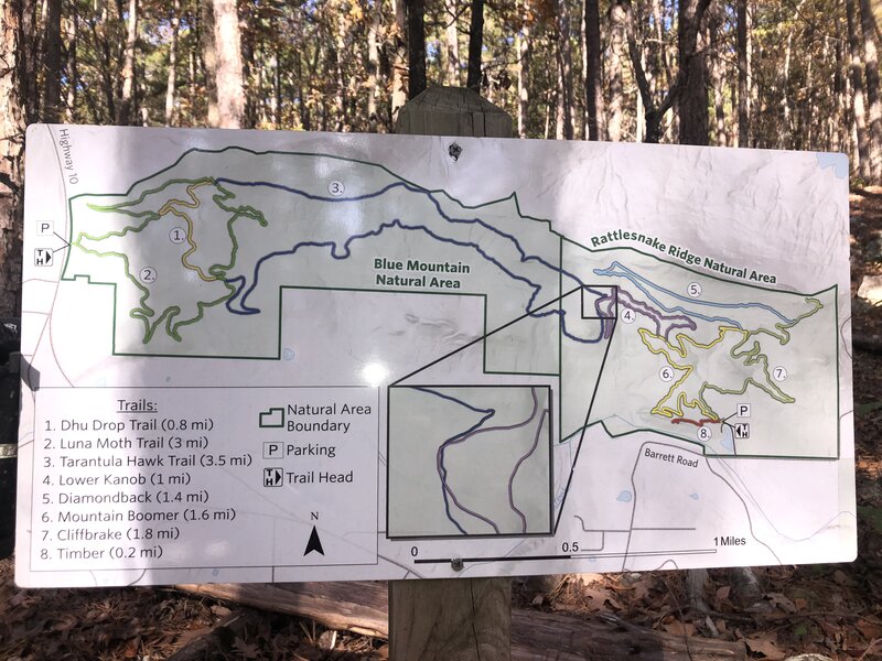 Map of Blue Mtn Natural Area and adjoining Rattlesnake Ridge.