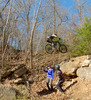 Mike Samson sending it on the step-up jump near the bottom of the optional left line.