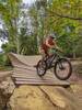 Wooden berm along the Derecho mt. bike trail.