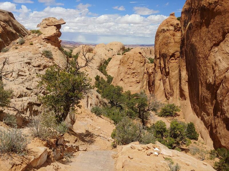 View of Kestrel Run where the trail enters a small canyon.