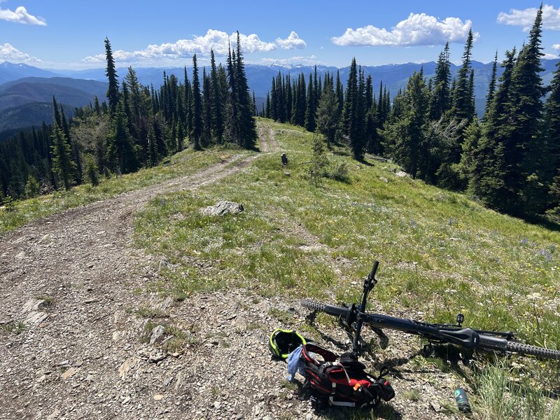 The very top and beginning of the two-track downhill.