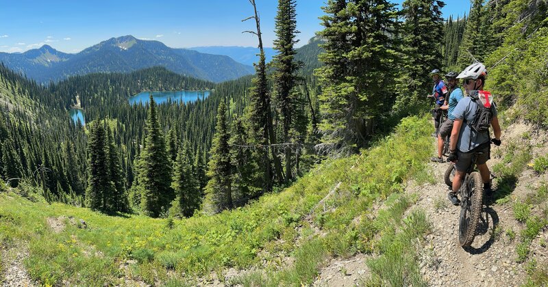 Looking down on Trinkus and Bond Lakes.