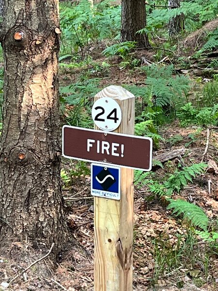 Sign at the "Fire!" trail.