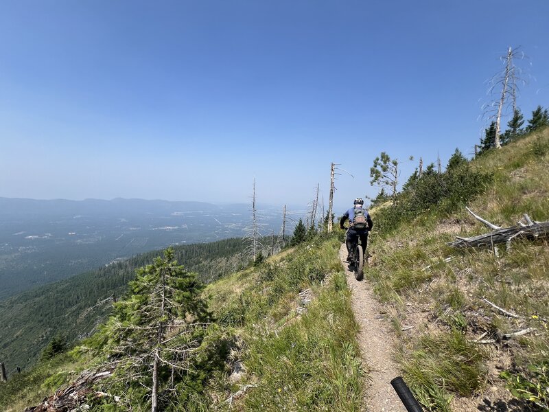 After disappearing down and around Broken Leg Mountain and connecting with Peterson Creek, the first look back at the valley.