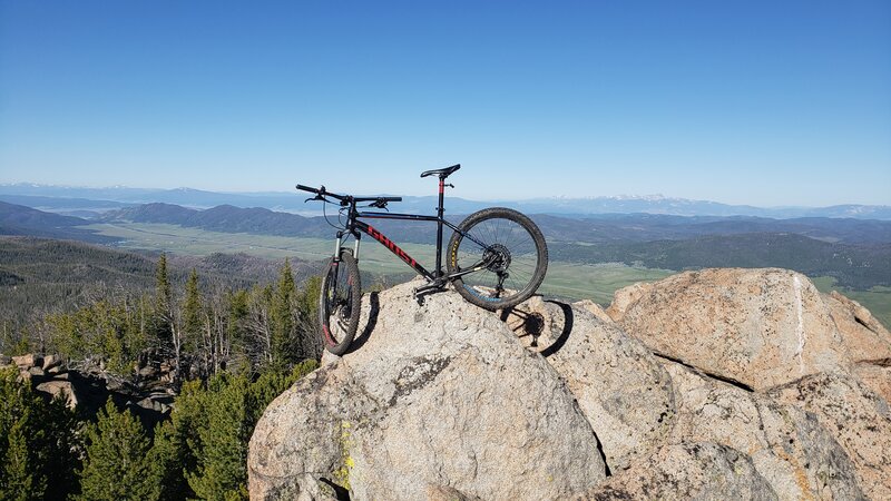 Mountain bike on the summit boulders of Haystack Mountain.