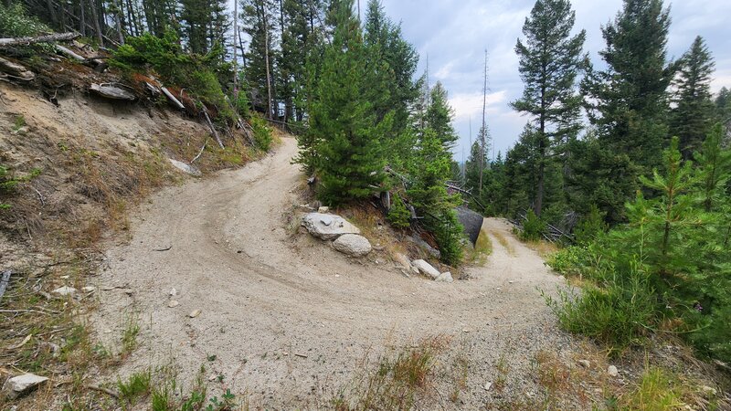 An example of the steep loose and sandy switchbacks of Herman Gulch Doubletrack.