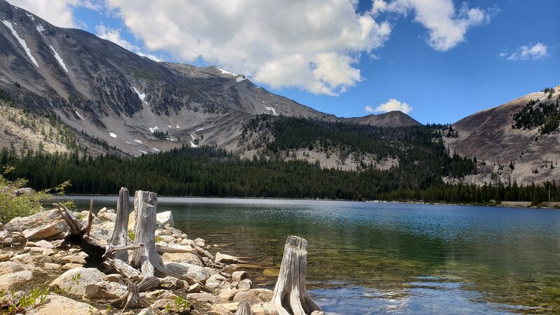 Hearst Lake with the slopes of Mt Haggin in the background is very beautiful.