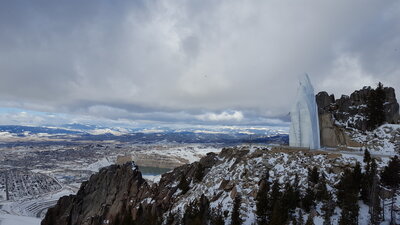 The iconic statue of Our Lady looks over the city of Butte and the infamous Pit. The Our Lady Trail on the Continental Divide is named after this statue, and the trail is most often ridden for the purpose of visiting it.
