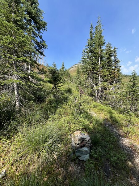 The cairn to climb to the top of Tuchuck Peak.