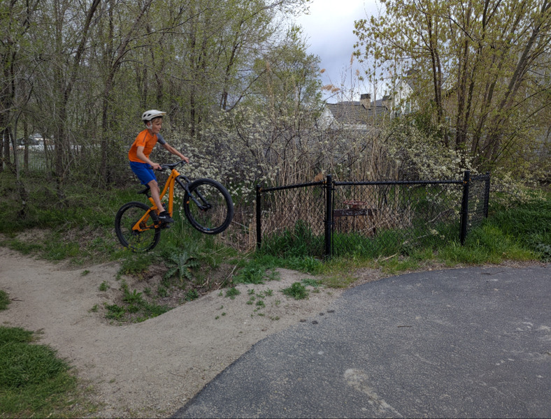 Dirt jump just off the bike path.