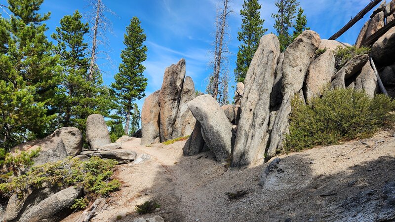 Cool granite boulders line the sides of the Continental Divide Trail between Pipestone and Homestake Passes.