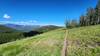 Black Pine Ridge Trail traverses across a high alpine meadow with great views towards the Willow Creek Valley.